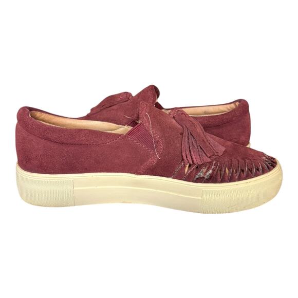 J/Slides NYC Suede Tassel Platform Slip-On Sneakers Women’s 7.5 – Burgundy - Picture 7 of 8